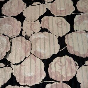 CHANEL silk floral pink and white scarf